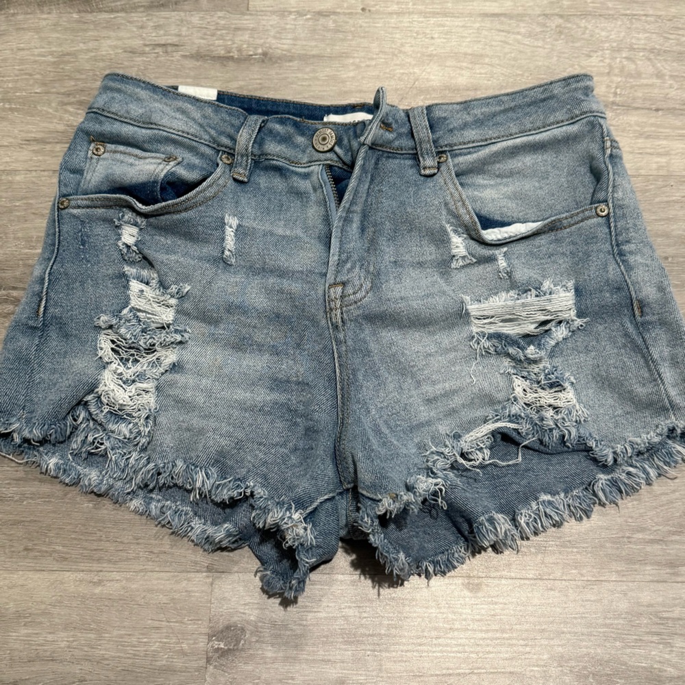 Almost Famous Blue Distressed Jean Shorts